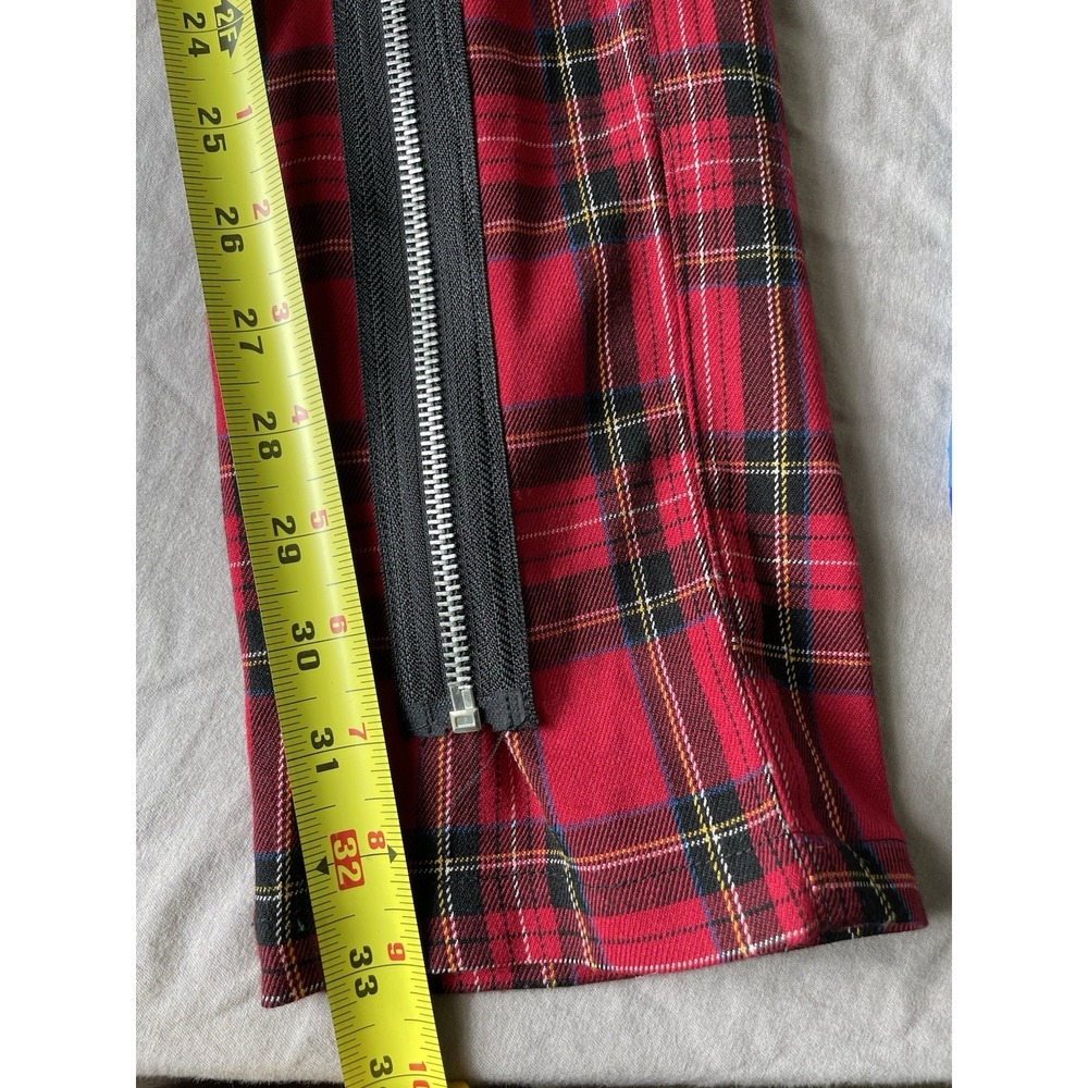 Hell Bunny Tartan Plaid Rudie Pants Womens Large Red Goth Punk Grunge Zippers - Picture 11 of 12
